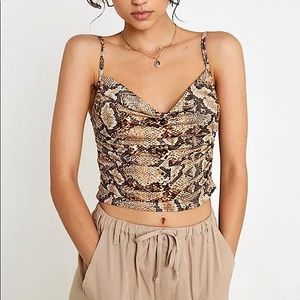 Urban Outfitters Snakeskin Cowl Neck Cropped Cami Tank Top
